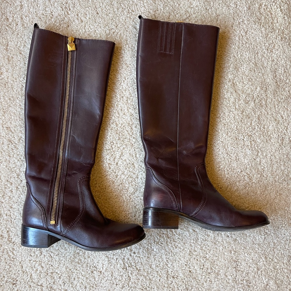 Michael Kors Burgundy Tall Leather Boots